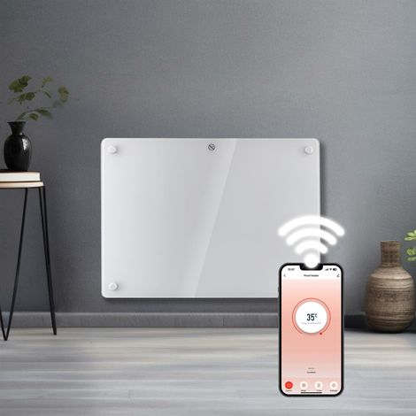 Futura 1000W White Glass Electric Panel Heater WiFi Wall Mounted (1/5)