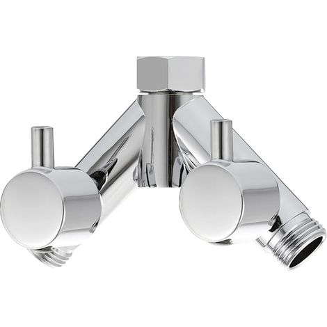 Séparateur d'eau de douche en laiton - 2 voies - séparateur d'eau en y - 1 / 2 "- pour tuyau de douche et arrosage - chromé (1/5)