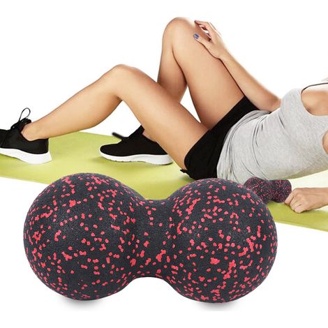 Ballon de massage musculaire 24 cm pour récupération sportive - Accessoire fitness et yoga (rouge/noir)