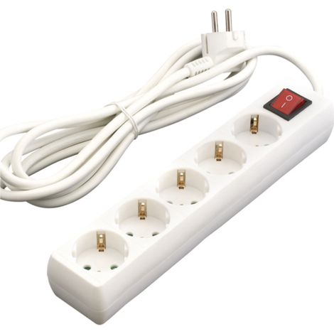 Base enchufe múltiple DUOLEC con interruptor cable 1.5m blanco. 5 tomas -