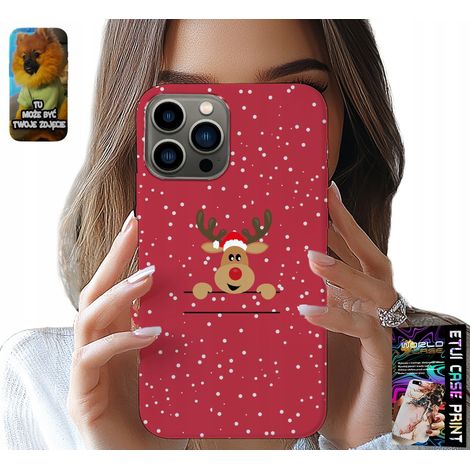 Custodia per iPhone 13 PRO - Renne natalizie Babbo Natale + vetro (1/5)