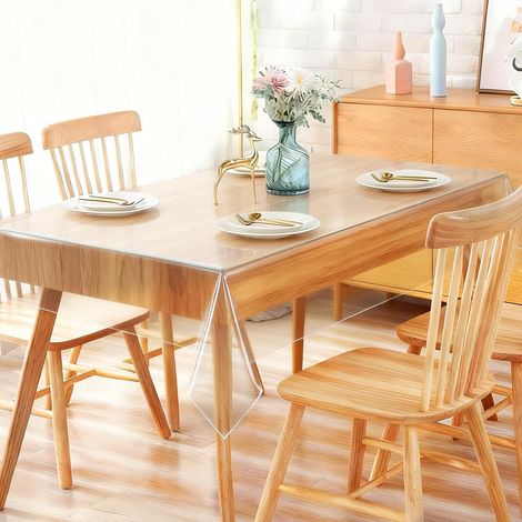 Nappe Transparente Rectangle 90x160cm, plastique fine imperméable lavable protection Noël/fête