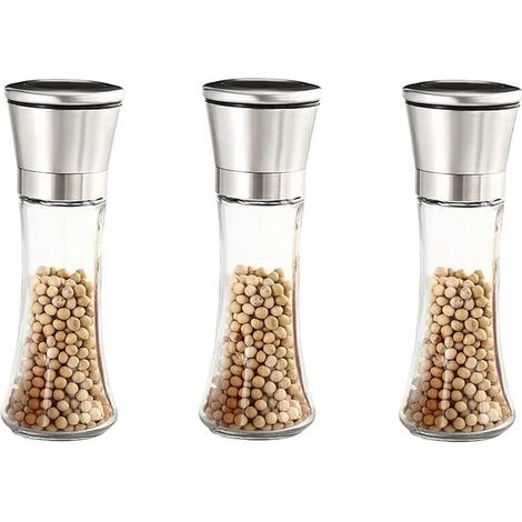3 moulins à poivre manuels, inox, 2 en 1 (1/5)