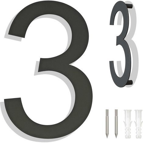 Hausnummer – 1-teilig – Edelstahl – Schwarz RAL 7016 – Wetterfest – 203 mm (1/5)