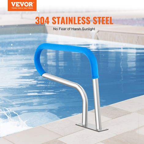 Rampe Piscine, 805x585 mm, Main Courante Piscine Acier Inoxydable avec Plaque de Base, Barre d'Appui de Sécurité Antirouille, Acces… (1/5)