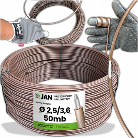 Fil de tension en PVC 3.6 pour grillage de verger, marron, 50 m