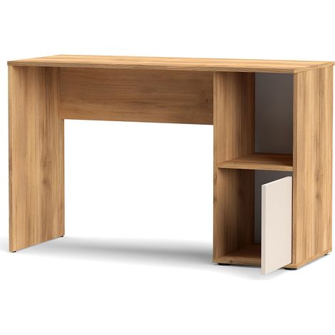 Table d'ordinateur avec 1 étagère et 1 porte coloris Beige/chêne Mauvella - Longueur 120 x Hauteur 75 x Profondeur 50 cm (1/3)