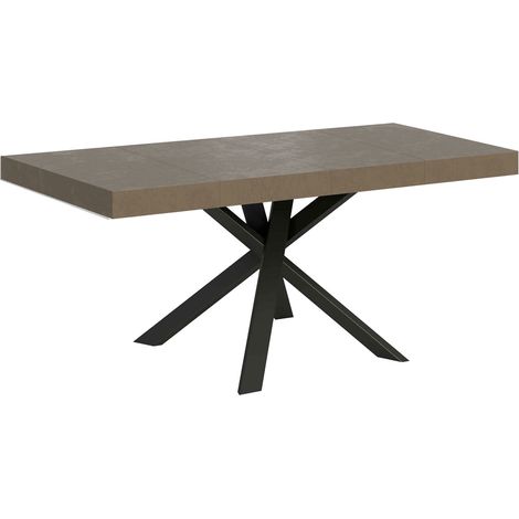 Table extensible Clerk Premium 90/194x90 cm gris tourterelle avec pieds anthracite