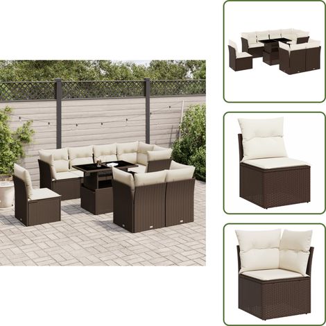 Salon de jardin avec coussins 9 pcs marron résine tressée - Ensemble Salon De Jardin - Meuble Extérieur - Mobilier De Jardin - Salon De Jardin Brun - Set Salon De Jardin (1/5)