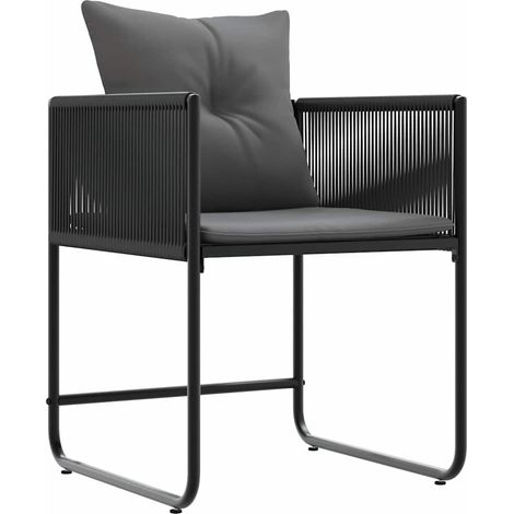 Chaise avec coussin 4 lot de 2  Chaises d'extérieur Noir et anthracite Rotin PE (1/5)
