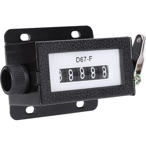 Compteur mécanique à 5 chiffres (0-99999) avec bouton rotatif, réinitialisable, noir et ressort