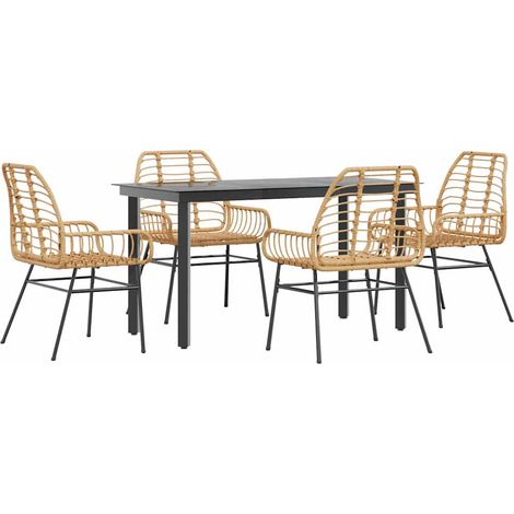 Maison Exclusive - Set da Pranzo da Giardino 5pz Polyrattan Vetro (1/5)