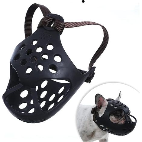 Dog Basket Breathable Short Muzzle with Adjustable Strap Plastic Dog Muzzle French Bulldog Prevents Barking Chew (1/4)