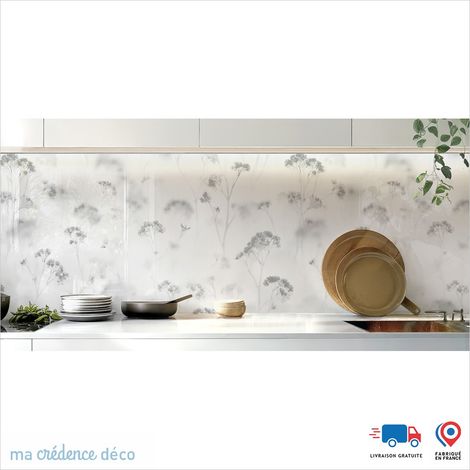 Crédence : Herbes sauvages et légéres - Couleur Gris platine - Alu composite - 120 - 60 (1/3)