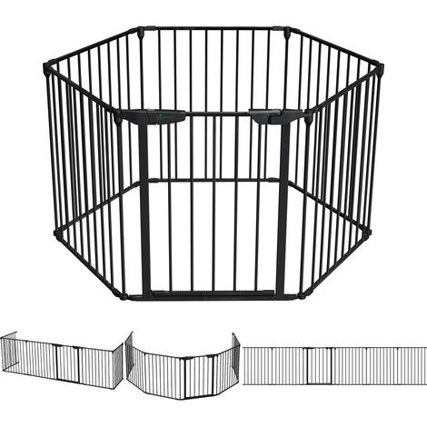 Vounot – Barrière de sécurité pliable 375 cm – 6 panneaux modulables en métal – Protection cheminée et clôture pour animaux – Hauteur 74 cm