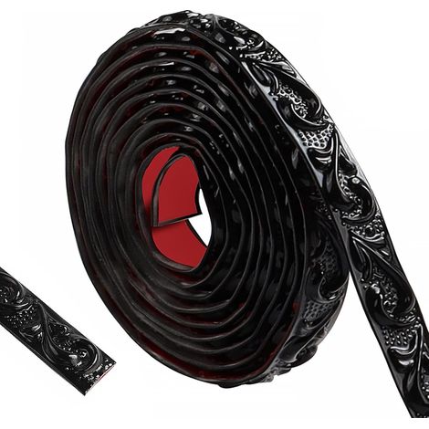 Moulure Murale Flexible 300cm, Autocollant Imperméable Plafond 3D Vintage, Décoration Maison (Noir-2cm) (1/5)