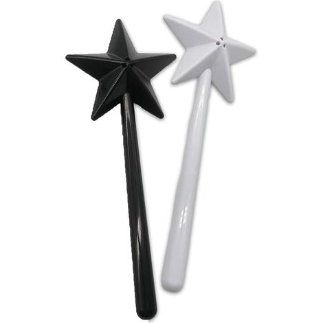 Ensemble de deux salières et poivrières - 18 x 7 x 3 cm - Noir et blanc - Bâtonnet en forme d'étoile - Accessoires de cuisine - Petits pots à épices (1/5)