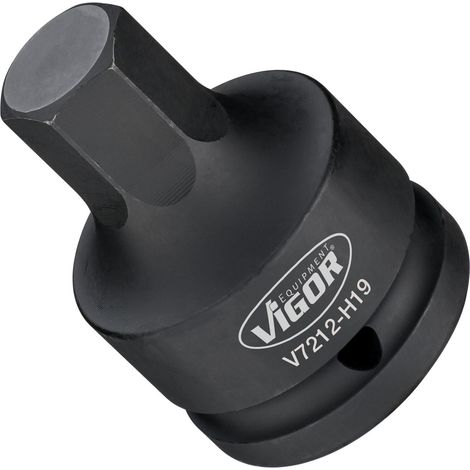 VIGOR Innensechskant Schlagschrauber Schraubendreher-Einsatz, V7212-H19, 3/4 Zoll (20 mm) Vierkant, Innen Sechskant Profil, SW 19 mm (1/3)