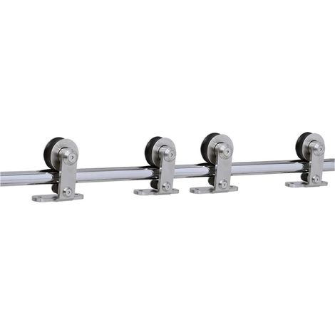 Kit de quincaillerie pour porte de grange Quincaillerie de porte de grange coulissante en acier inoxydable en forme de T, kit de quincaillerie de porte coulissante en verre et en bois for porte double (1/5)