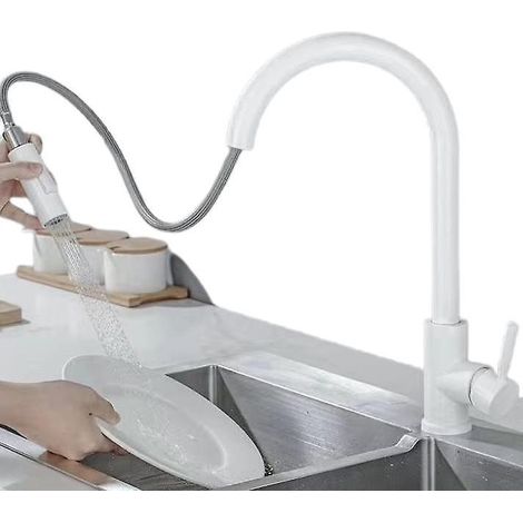 lavabo De Cuisine Vier Robinet Tirage Rotatif Tuyau D'arrive D'eau Tirage Blanc Chaud Et Froid (1/5)