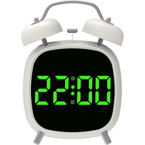 LED-Uhr, Multifunktionsuhr, Wecker, Digitalwecker, für den Heimgebrauch, laute Lautstärke - grünes Licht (weißes Gehäuse)