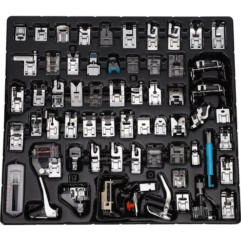 Kit Pieds de Biche Machine à Coudre Universel Acier Inoxydable Ensemble 32 Pièces Multifonction pour Ourlets et Coutures (1/4)