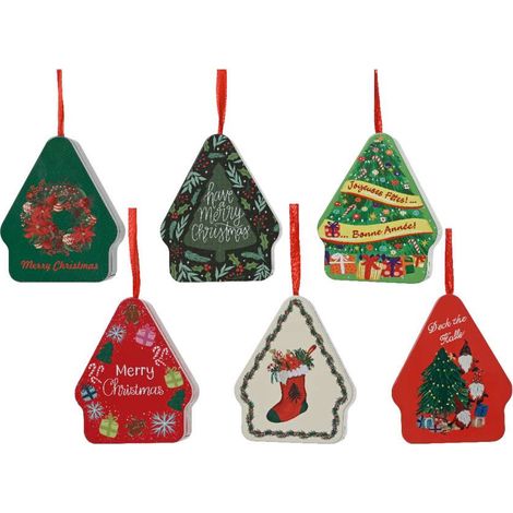 Decoris Scatola Decorativa in Metallo - Forma Albero di Natale - 10,5x8,5x4,1 cm