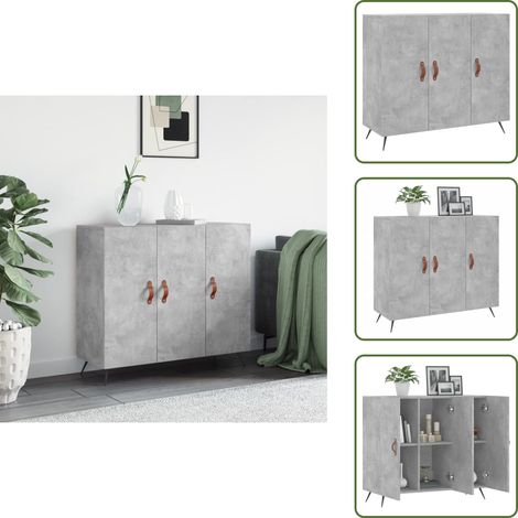 Sideboard Betongrau 90x34x80 cm Holzwerkstoff - Sideboard - Wohnzimmermöbel - Holzmöbel - Grau - Modernes Design (1/5)