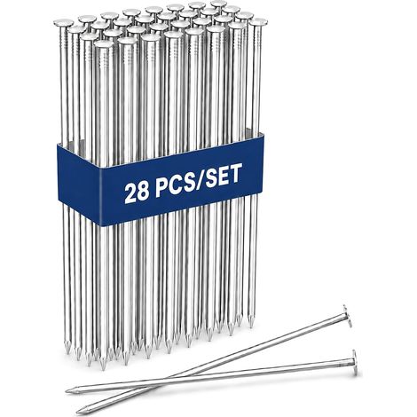 28 Pièces Piquets de Jardin en Acier Galvanisé 20cm (1/5)