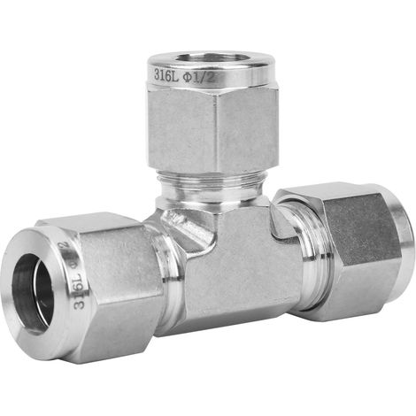 Raccord à compression té égal diamètre, virole en acier inoxydable 316 forgé, SS-600-3Ф1/2, raccord fileté 1/2 pouce, union triple pour tuyauterie, résistant à la corrosion. (1/5)