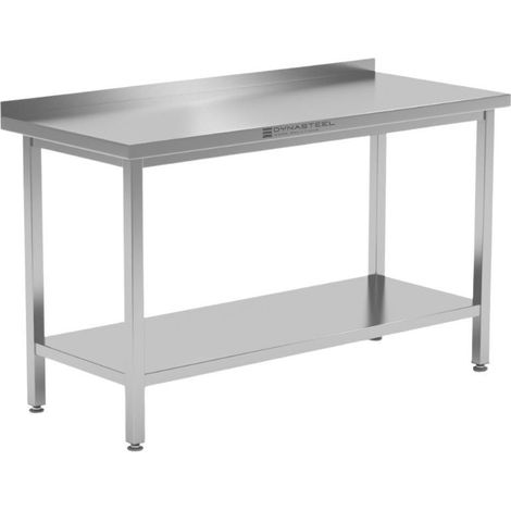 Table Inox avec Dosseret et Etagère - 1600 x 700 mm