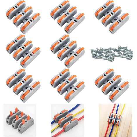 8-Piece Mini Electrical Cable Connector, Lever-Nut Wire Connector, Electrical Connection Terminal with Adjustment Screw (SCH-3) (1/5)