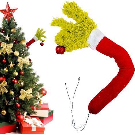 Decorazione Albero di Natale Braccio Peloso Mano di Elfo Verde Addobbo Natalizio