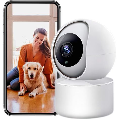 Schwenk- und neigbare Dome-Kamera, 3-MP-Babyphone mit Smartphone-App, Nachtsicht, App-Benachrichtigungen, geeignet für den Innenbereich
