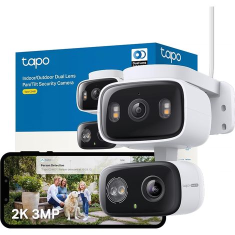 Caméra de Surveillance WiFi extérieure avec Double Objectif 2K, Grand Angle 125° et téléobjectif 6 mm, Suivi Intelligent, détection IA Gratuite, Vision Nocturne Couleur (1/5)