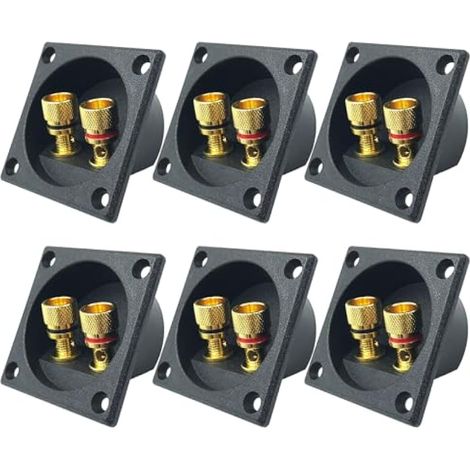 6 Pièces Bornier Haut Parleur, 2 Voies Bornier Enceinte, Bricolage Maison Voiture Stéréo Box Voiture Stéréo Vis Tasse Connecteurs Subwoofer Prises pour Subwoofer Fiches Câble Bornes (Carré) (1/5)