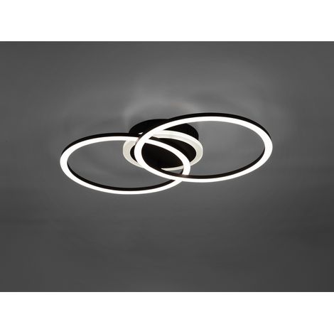 LED Deckenleuchte VENIDA 2 Ringe Schwarz, dimmbar, Breite 50cm (1/5)