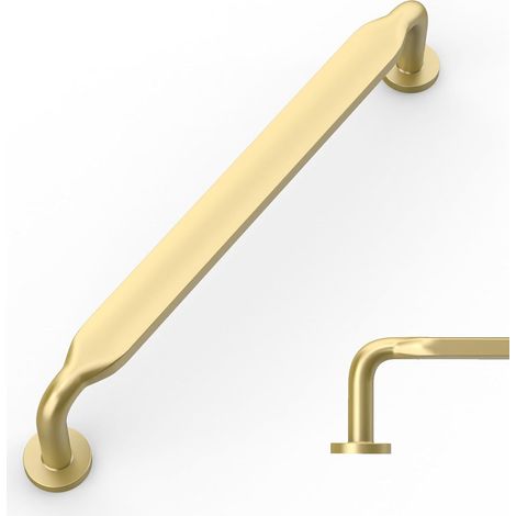 10 Pièces Poignee de Meuble Cuisine Laiton brossé 128mm Alliage de zinc Oro Opaco Poignées Meubles avec Vis, pour Bureaux, Tiroirs, Armoires