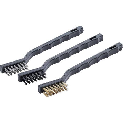 Jeu de Brosses 3 pcs 175 mm - Poils Métalliques, Manche Ergonomique - Nettoyage Efficace et Durable - D-Work (1/5)