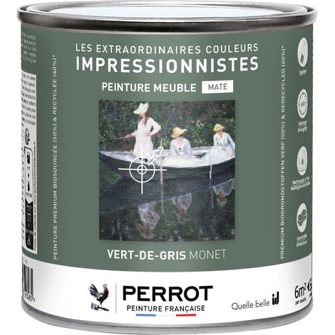PEINTURE MATE POUR MEUBLE VERT DE GRIS MONET 500ML  - PERROT