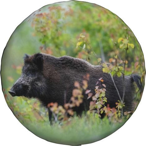Universal Spare Wheel Cover, Wild Boar in Forest Waterproof Dustproof for Trailer, Camper, SUV, Off-Road Car Wheel, 16 Inch (1/5)