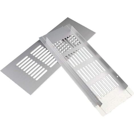 Grille de ventilation rectangulaire, grille de ventilation, grille de ventilation rectangulaire, grille de ventilation rectangulaire pour une ventilation idéale 80 × 200 mm 2 pièces (argent) (1/4)