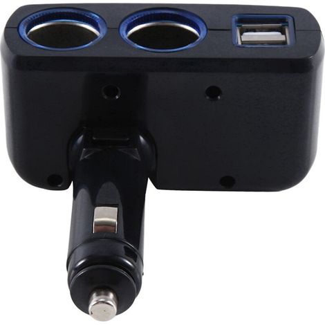 -1918 One Point Two Point Feuerzeug Dual-USB-Geräte-Multifunktions-Autoladegerät, Schwarz