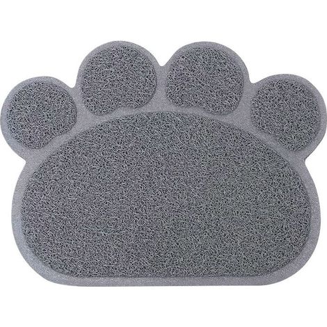 Tapis Litière Pour Chats, Haute Qualité Bac À Litière Pour Chats Grande, Matériel de Pvc, Forme de Patte de Chat Mignon, Imperméable et Durable, Facile À Nettoyer, Antidérapant, Gris, 40 cm × 30 cm (1/5)