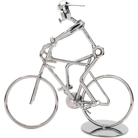 Cycliste Rétro Figurine Métal Vélo Vintage Décor Bureau Maison Ornement Cadeau Collection (1/5)