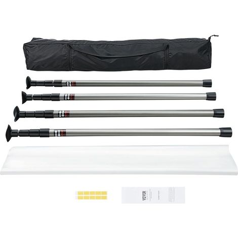 Kit Barrière Anti-Poussière VEVOR 4 Poteaux Télescopiques 366 cm Film Plastique 10x4 m Rénovation Chantier (1/5)