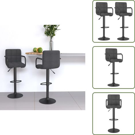 Tabourets de bar lot de 2 gris foncé tissu - Tabouret De Bar - Tabourets De Bar - Chaise De Comptoir - Chaises De Comptoir (1/5)