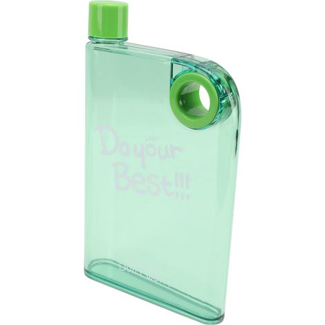 420 ml schlanke, flache Wasserflasche mit Deckel, tragbarer Reisebecher, wiederverwendbare Kunststoffflasche mit runder Öffnung, grün (1/5)