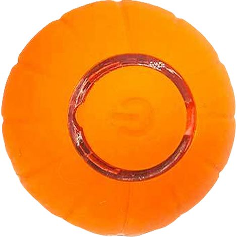 Automatischer, interaktiver, orangefarbener Silikon-Katzenball mit Bissfestigkeit, LED-Beleuchtung und attraktiven LED-Elementen. Ideal für Hartböden. (1/2)