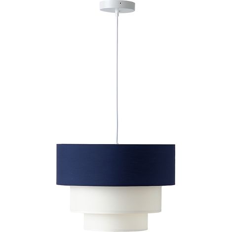 Suspension plafond textile trois niveaux blanc bleu D40 cm